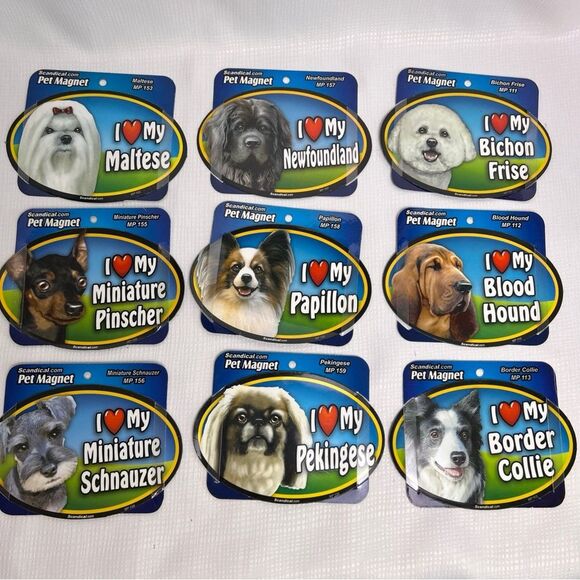 5 NEW I Love My “Dog Breed/Cat” Pet Magnets For Cars Lockers Fridge 6” Oval - Picture 6 of 12